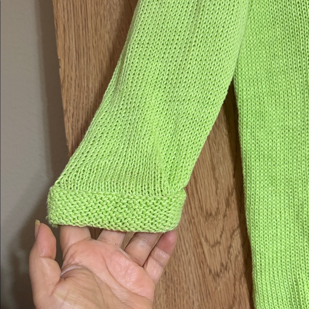 Chico's Bright Green V-Neck Sweater - Picture 3 of 6